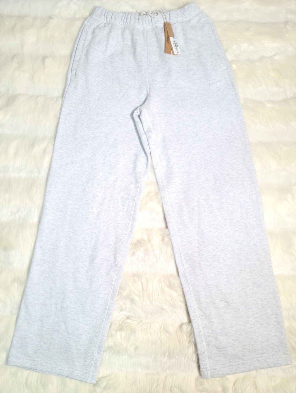 SKIMS Cotton Fleece Classic Straight Leg Pants Heather Grey Women XXS NEW